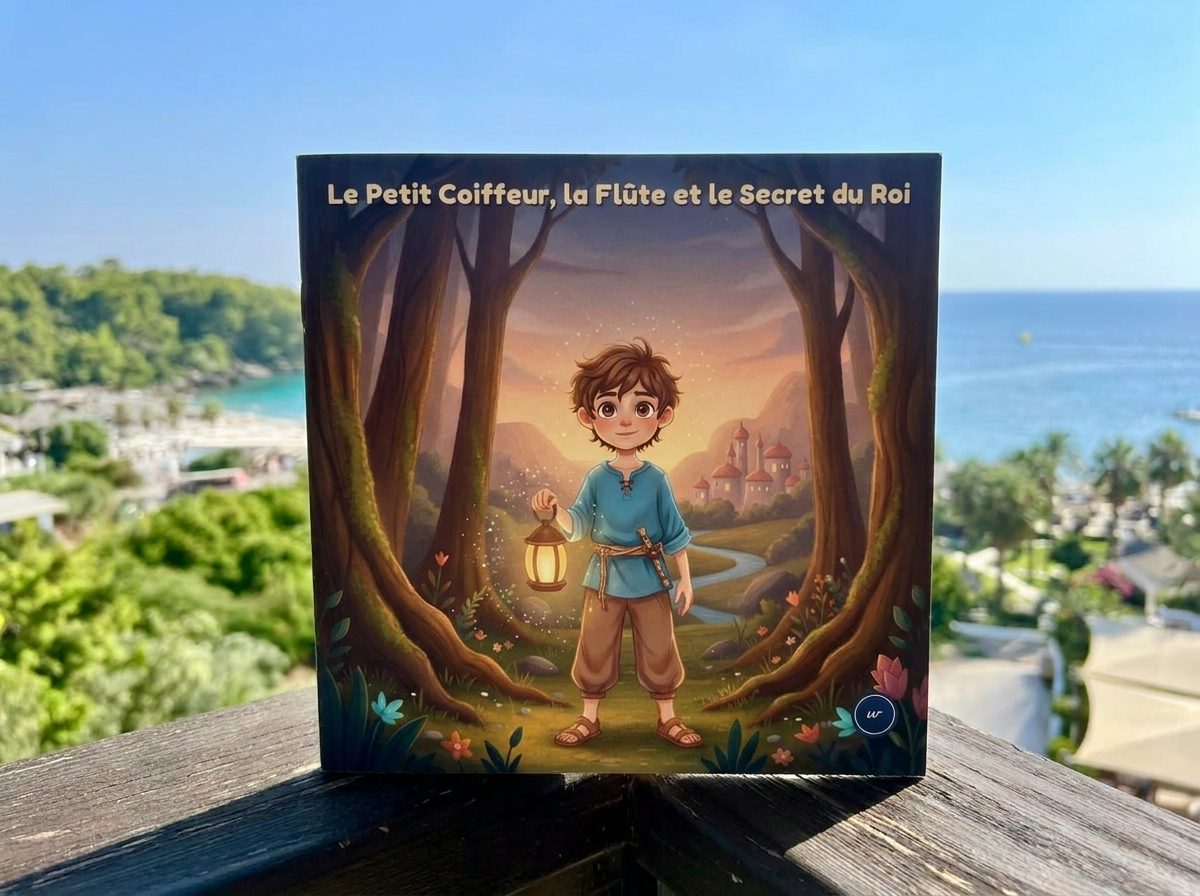 Livre imprimé tenu en main, format carré