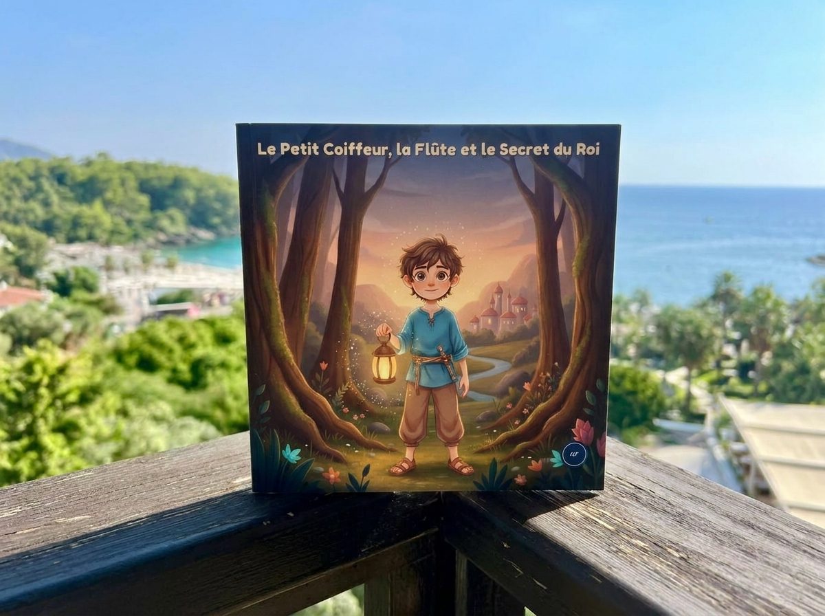 Livre imprimé tenu en main, format carré